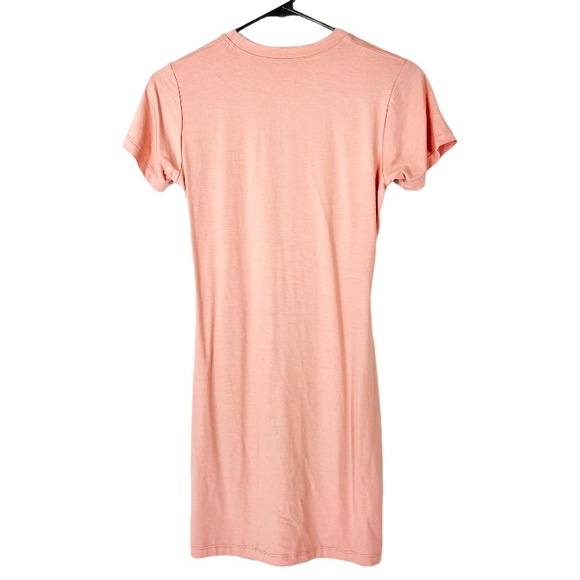 Pink twist front short sleeve tee shirt dress cut out crew neck boush size small - Picture 7 of 7